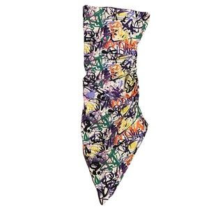 Almost Famous Tube Dress Small Mini Colorful Graffiti Print Bodycon Strapless